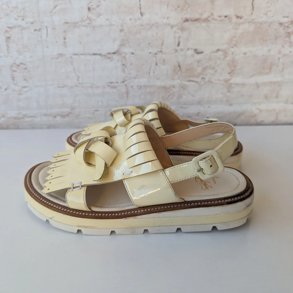 Christian Louboutin Cream Women's Sandals with Fringe - Picture 3 of 11